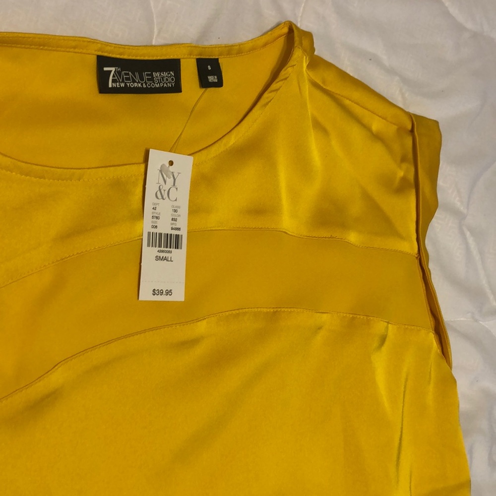 NY&Co Small Yellow Silky Sleek Dress Top NWT!